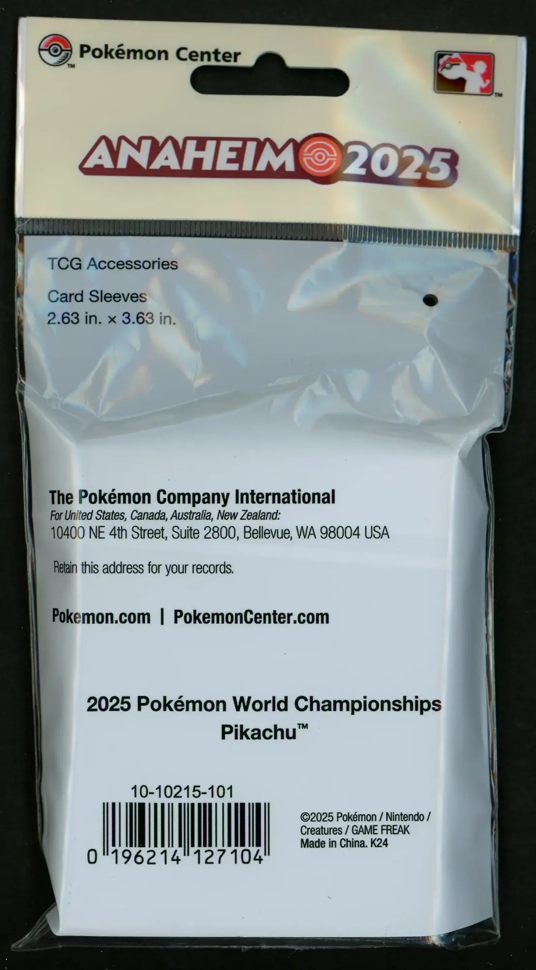 Deck Shield Sleeves International WCS2025 Anaheim Pikachu White