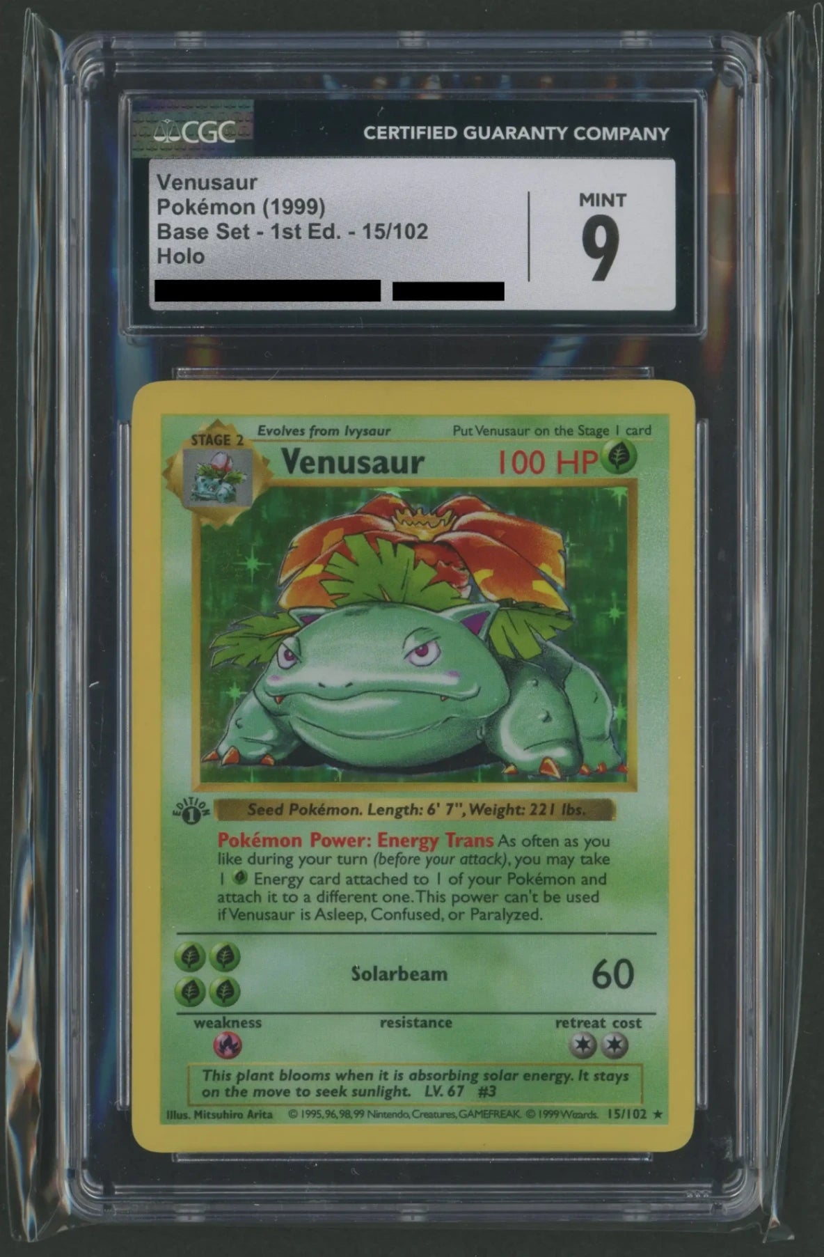 CGC9】Venusaur Base Set 12/102 1ED(英語版:フシギバナ初版)#1781 CGC9】Venusaur Base Set 12/102 1ED(英語版:フシギバナ初版)#1781