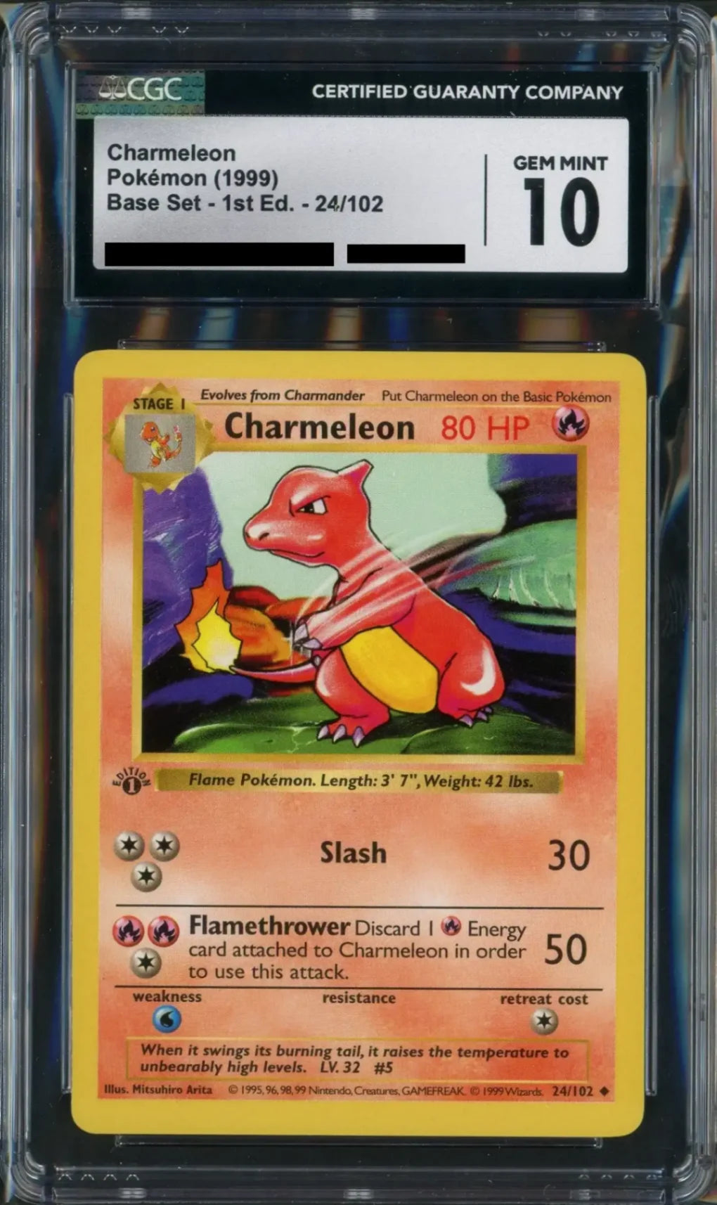 【CGC10】Charameleon Base Set 24/102 1ED(英語版:リザード初版)