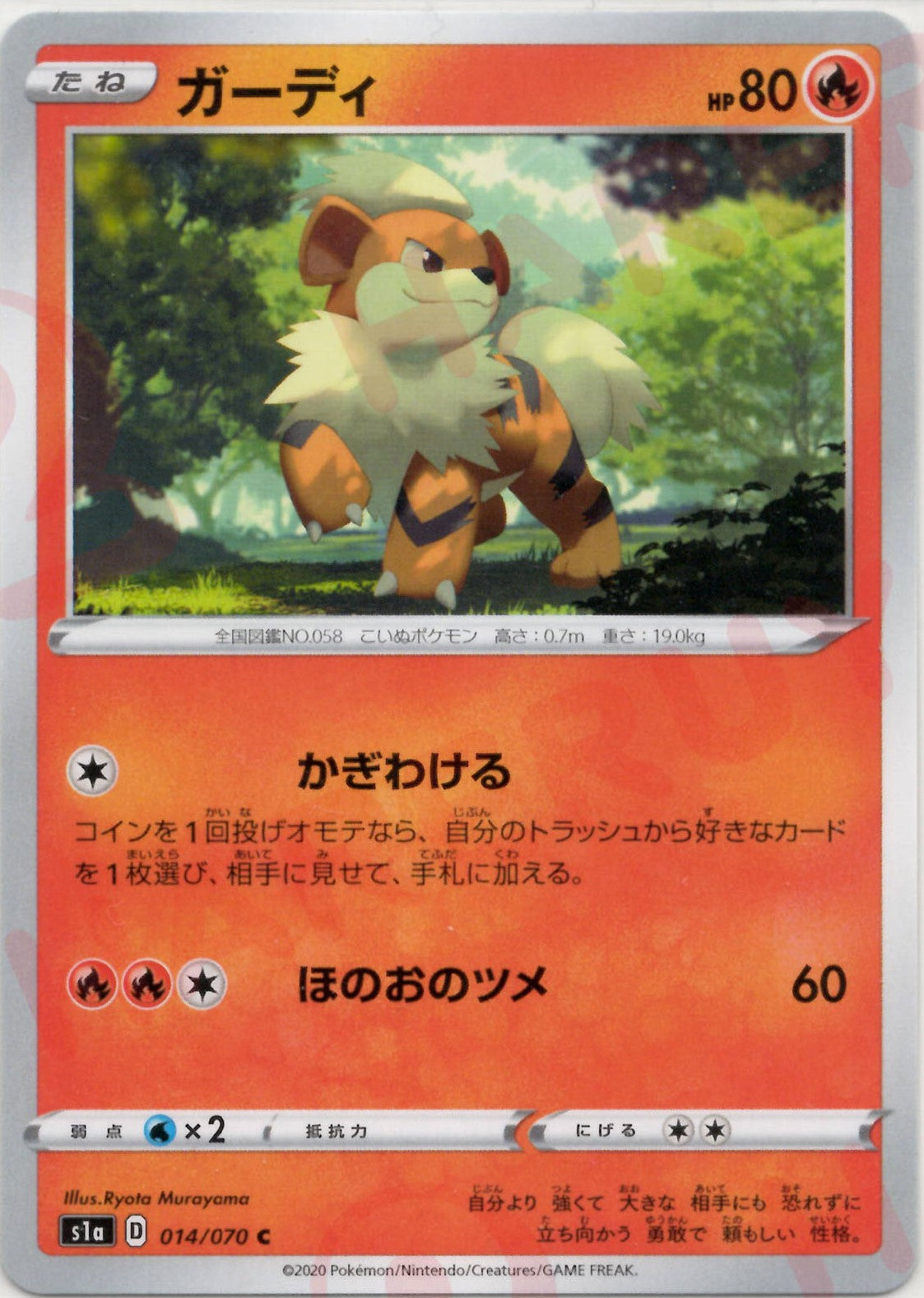Growlithe(C) {R}〈014/070〉[S1a] – 晴れる屋2