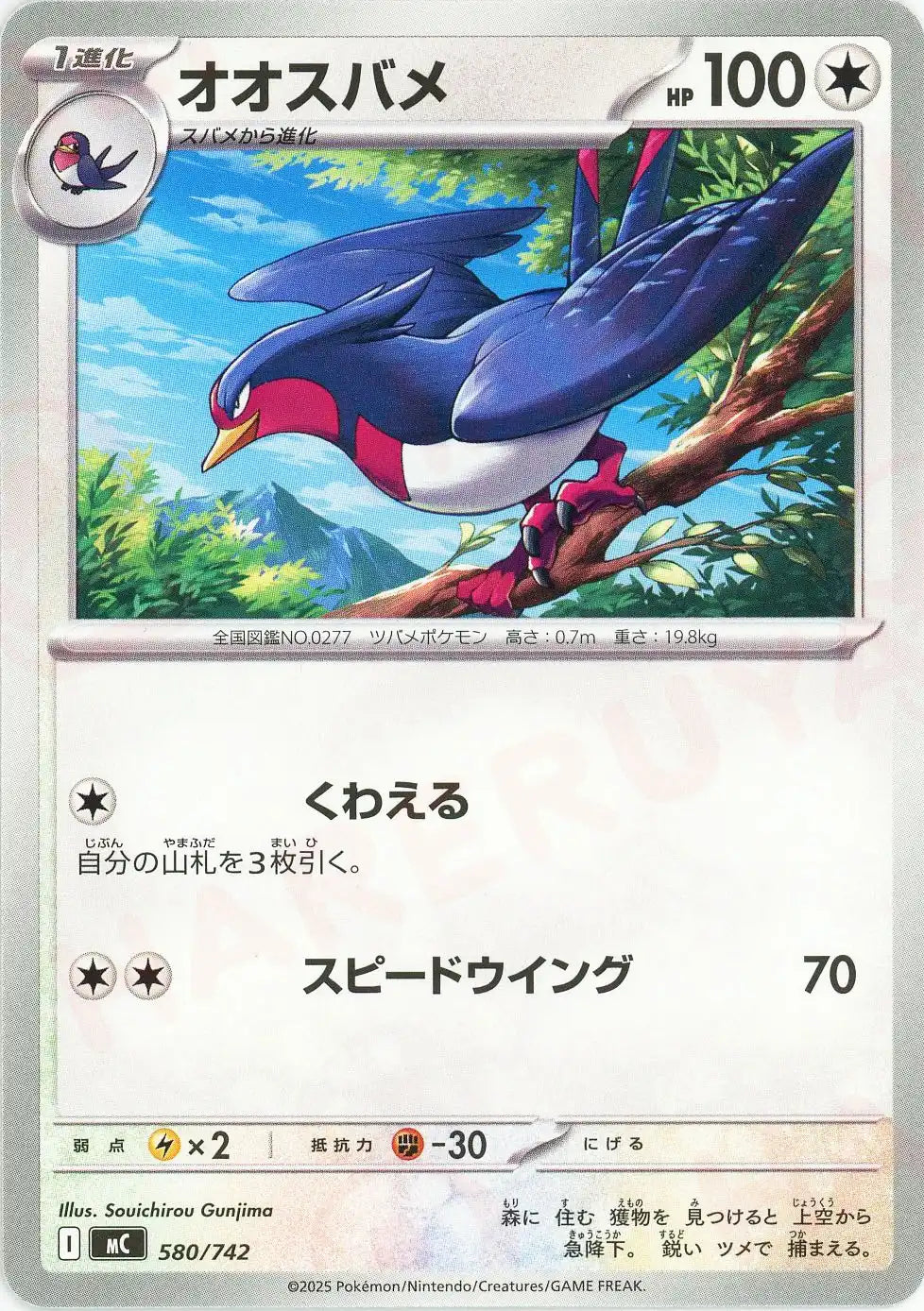 オオスバメ(-){無}〈580/742〉[MC]