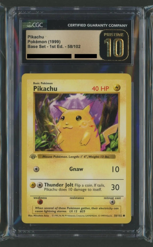 【CGC:P10】Pikachu Base Set 58/102 1ED(英語版:ピカチュウ初版)1780 - 晴れる屋2