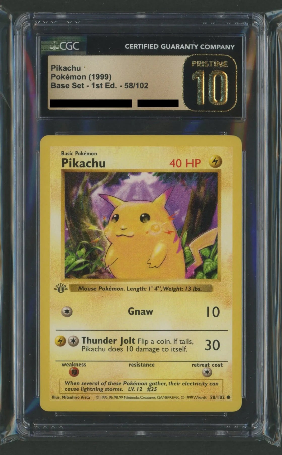【CGC:P10】Pikachu Base Set 58/102 1ED(英語版:ピカチュウ初版)#1780