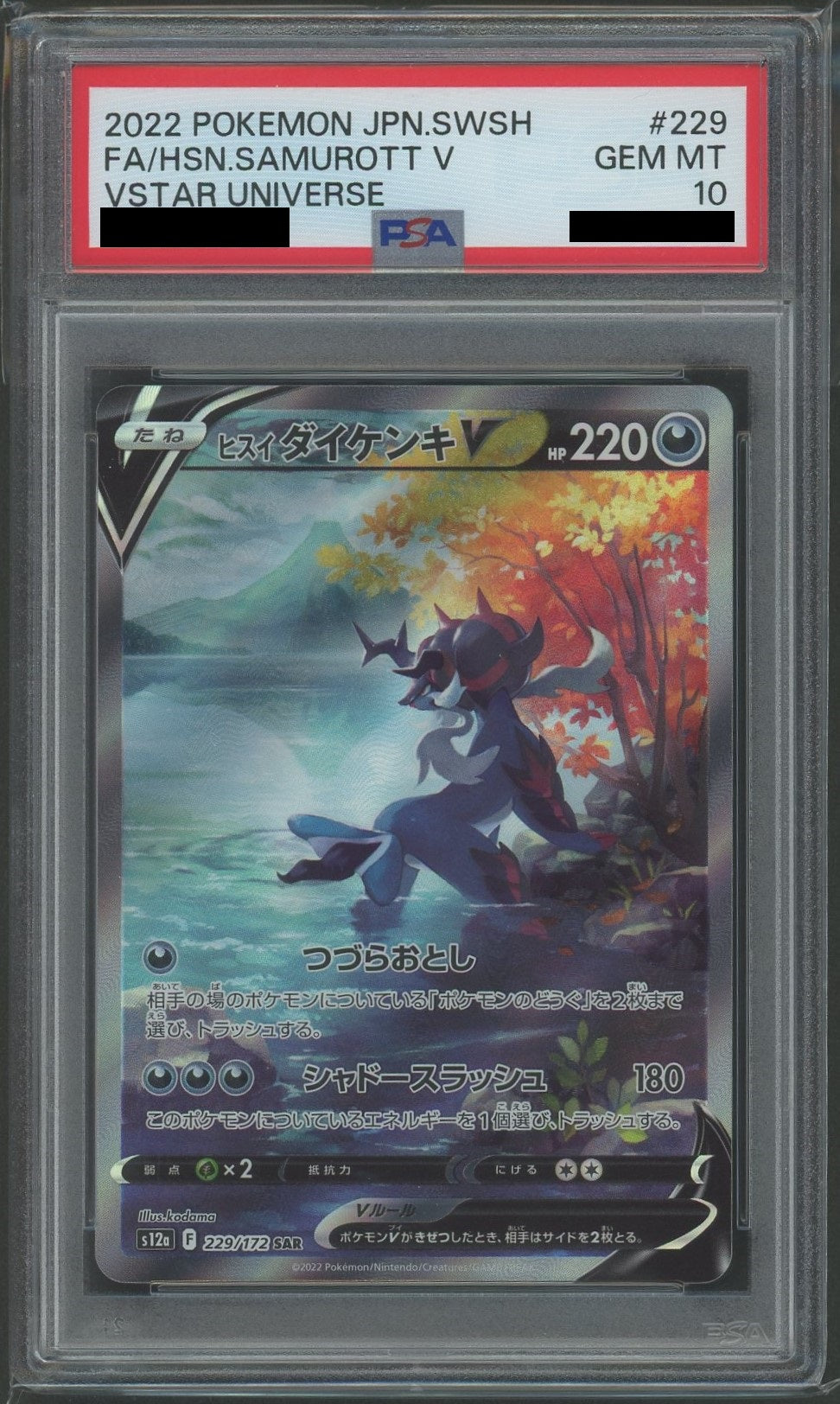 【PSA10】ヒスイダイケンキV(SAR){悪}〈229/172〉[S12a]